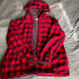 Llbean Womens Fleece Lined Flannel Hoodie